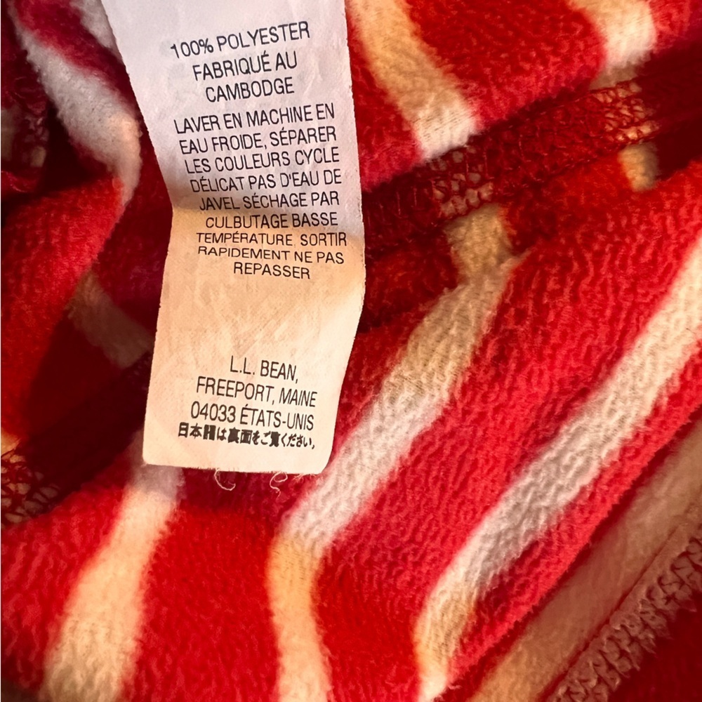 L.L. Bean Women’s Red and White Striped Full Zip Fleece Jacket Size Small - Picture 10 of 11
